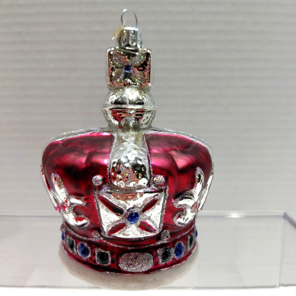 The Royal Collection Burgandy & Silver Crown Ornament